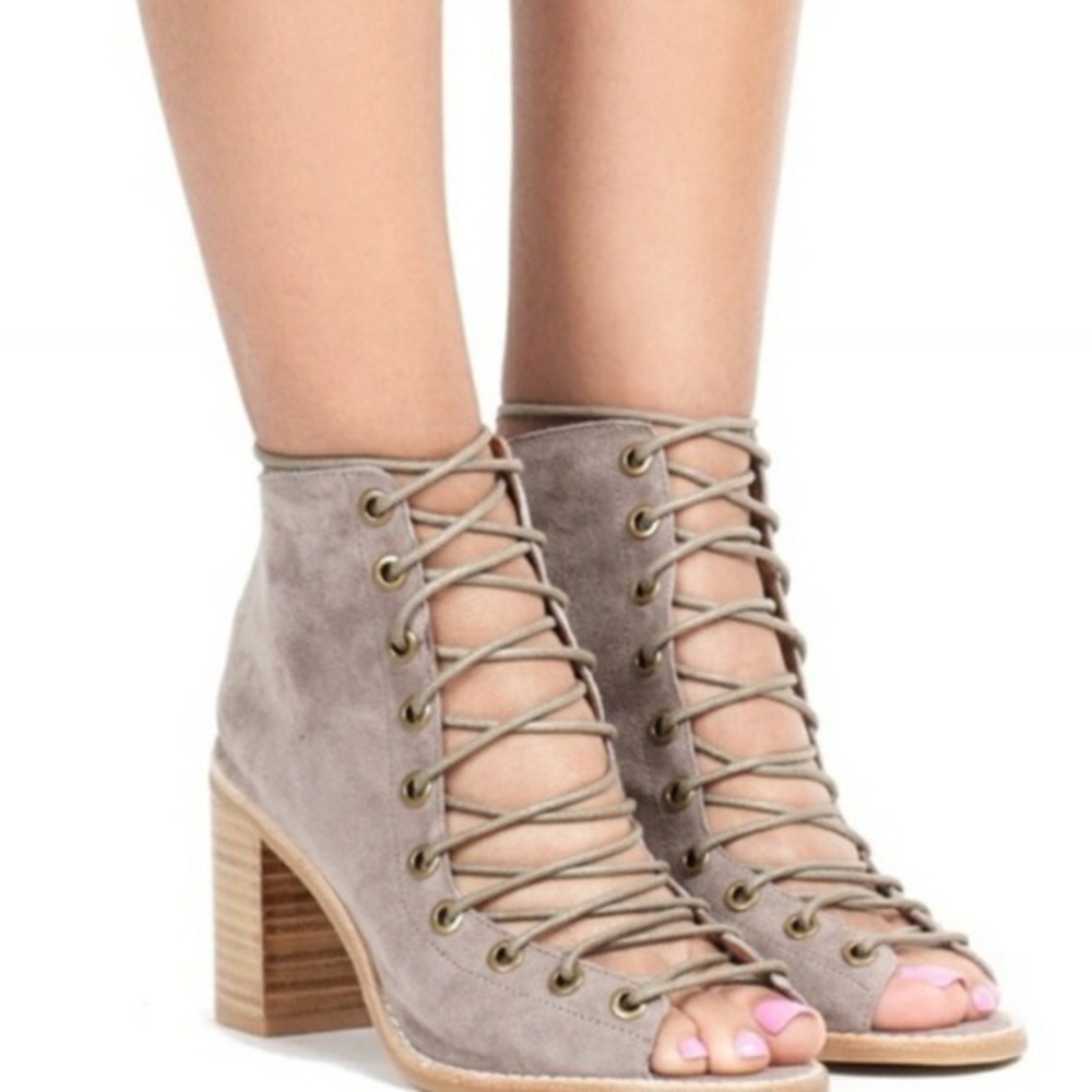Suede lace up sandal